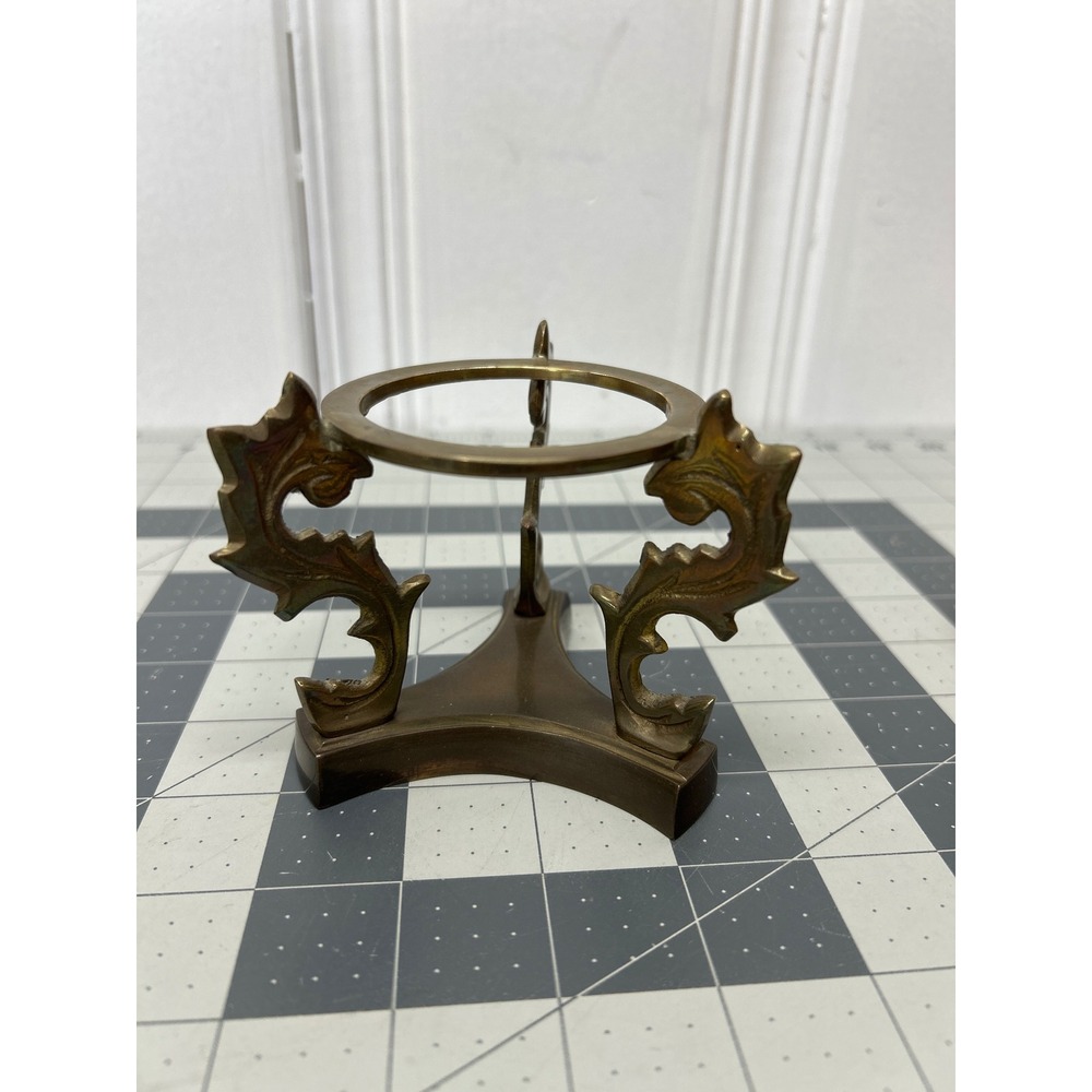 Frosted Glass Globe Pink Brass Stand Desk Decor Vintage Style Paperweight Desk - Picture 2 of 10